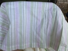 Crib Skirt Pink Green Corner Snaps Pleated Cotton VGUC 14" Drop Striped