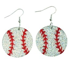 Glitter Sports Ball Dangle Earrings for Women Cute Acrylic Baseball Football Soc