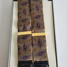 Trafalgar Silk Brown Maroon Paisley Braces Suspenders NEW