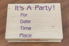 Wood Rubber Stamp It's A Party Photos Crafts Scrapbooking Invitation