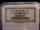2000-S Kennedy Silver Half Dollar, NGC PF69 Ultra Cameo