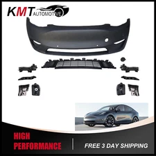 Front Bumper Cover Grill Fog Lamp Kit For 2020 2021 2022 2023 2024 Tesla Model Y