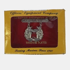 Officers Equipment Company Pistol Expert Pin Badge USMC Rhodium Plated Marines