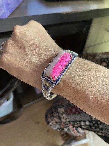 Fluorescent Stone Tugtupite And Multi Stone bangle  - Picture 14 of 14