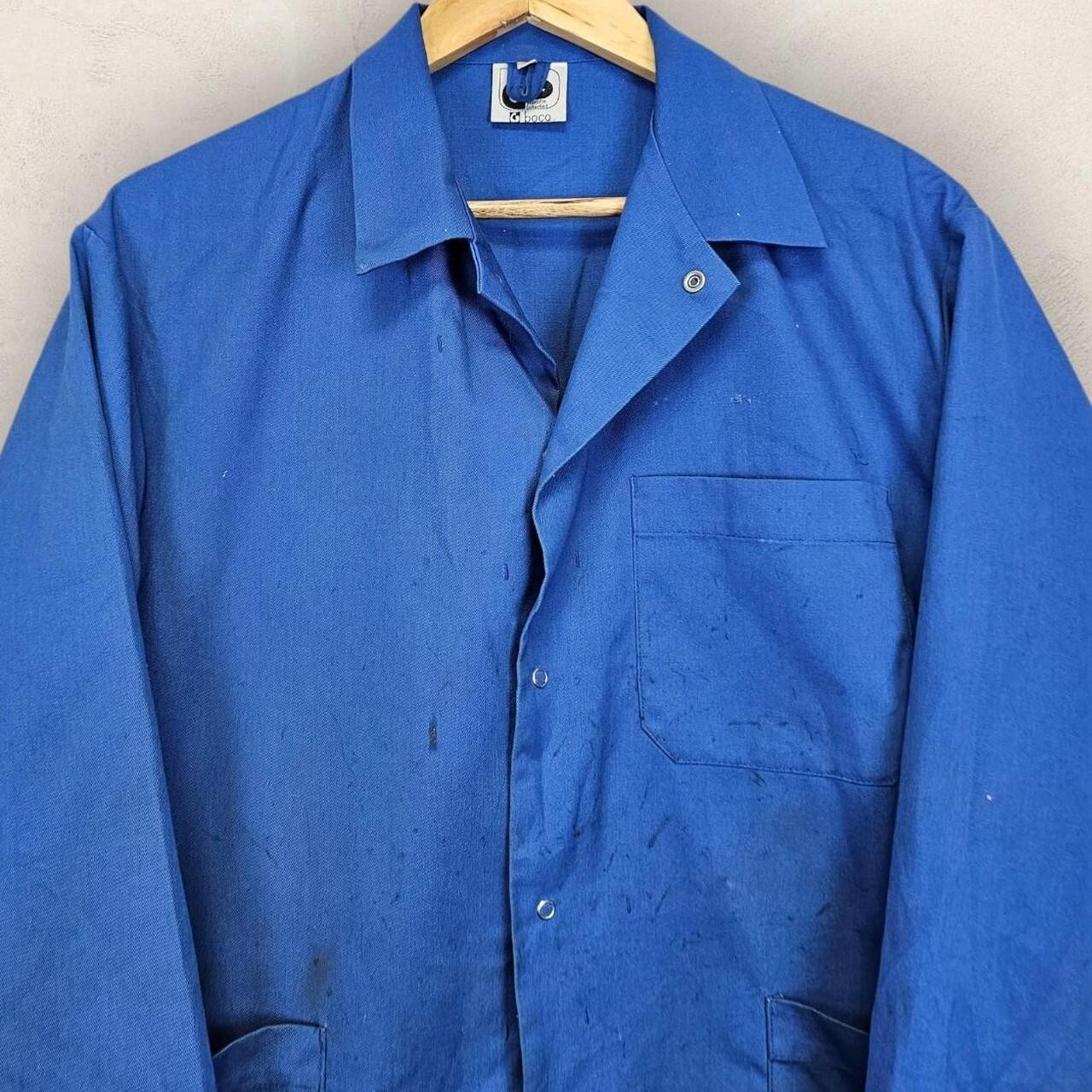 ALTRA Cappotto twill chore bleu de travail francese EU abbigliamento da lavoro artigianale giacca blu L