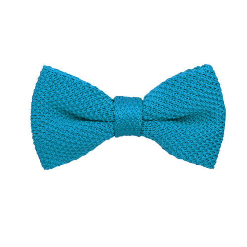 Dan Smith C.C.O.N.018 Deep Sky Blue Solid Knit Bowtie Young Presents Idea - Picture 1 of 3