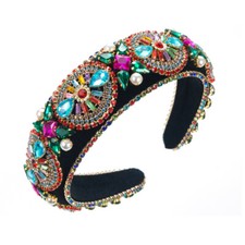 Women's Rhinestone Padded Headband Hair Bride Wedding Baroque Circle