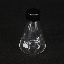Glass 50ml Conical Erlenmeyer Narrow Mouth Screw Cap Flask Lab Glassware