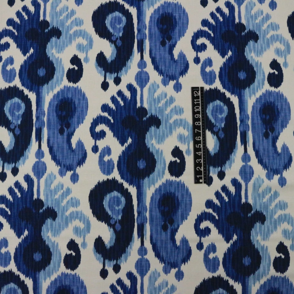 BALLARD DESIGN BETHESDA СИНЯЯ БЕЛАЯ ЛЬНЯНАЯ МНОГОЦЕЛЕВАЯ ТКАНЬ IKAT ОТ YARD 54 ДЮЙМА ШИРИНА - Изображение 3 из 4