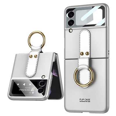 For Samsung Z Flip 7/6/5/3 Slim Case with Ring Stand Screen Protector Hard Cover