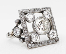 French Art Deco Square Design 1.84CT Old Cubic Zirconia Modern Fashion Fine Ring