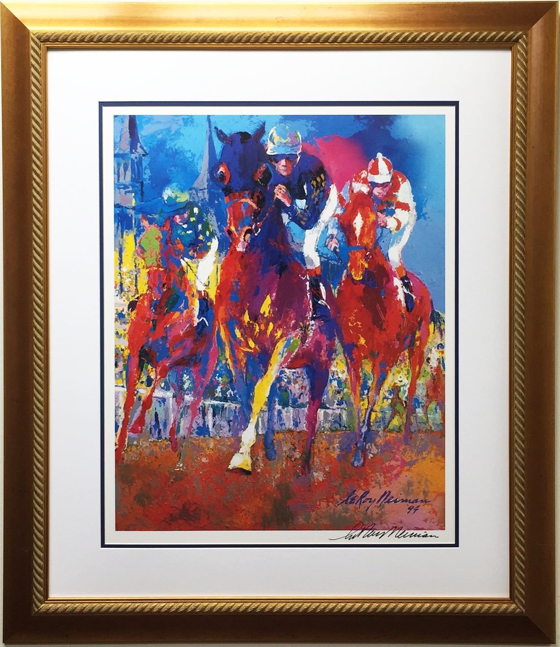 LeRoy Neiman "KENTUCKY RACING" Derby Lithograph CUSTOM FRAMED Hand