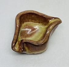 Vintage 1954 Abstract Ceramic Ashtray Handmade Thick Pottery Signed Art Decor 25