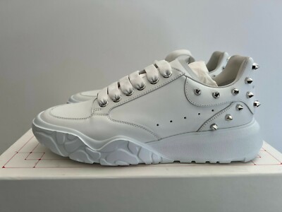 Alexander McQueen Women Court Studded Sneaker White Silver EU 40 US 10 