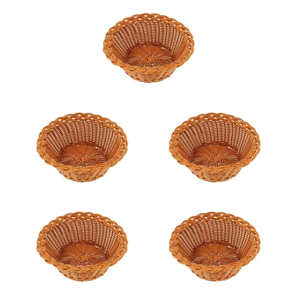 5pcs Woven Bread Basket Multifunction Storage Basket Woven Fruit Basket