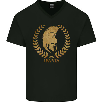 Sparta Helm Fitnessstudio Bodybuilding Training Gewichte Herren V-Neck Cotton T