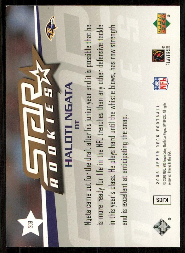 2006 Upper Deck #209 Haloti Ngata RC - Image 2 of 2
