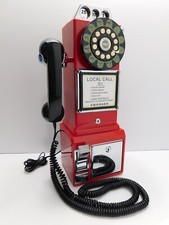 Crosley Red Pay Phone 1950's Retro Style Savings Bank NO KEY Tested WORKS