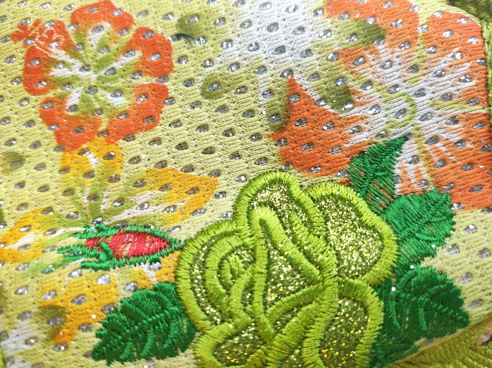 SAOLA Scarpa ciabatta verde lime ricamata floreale con suola in gomma