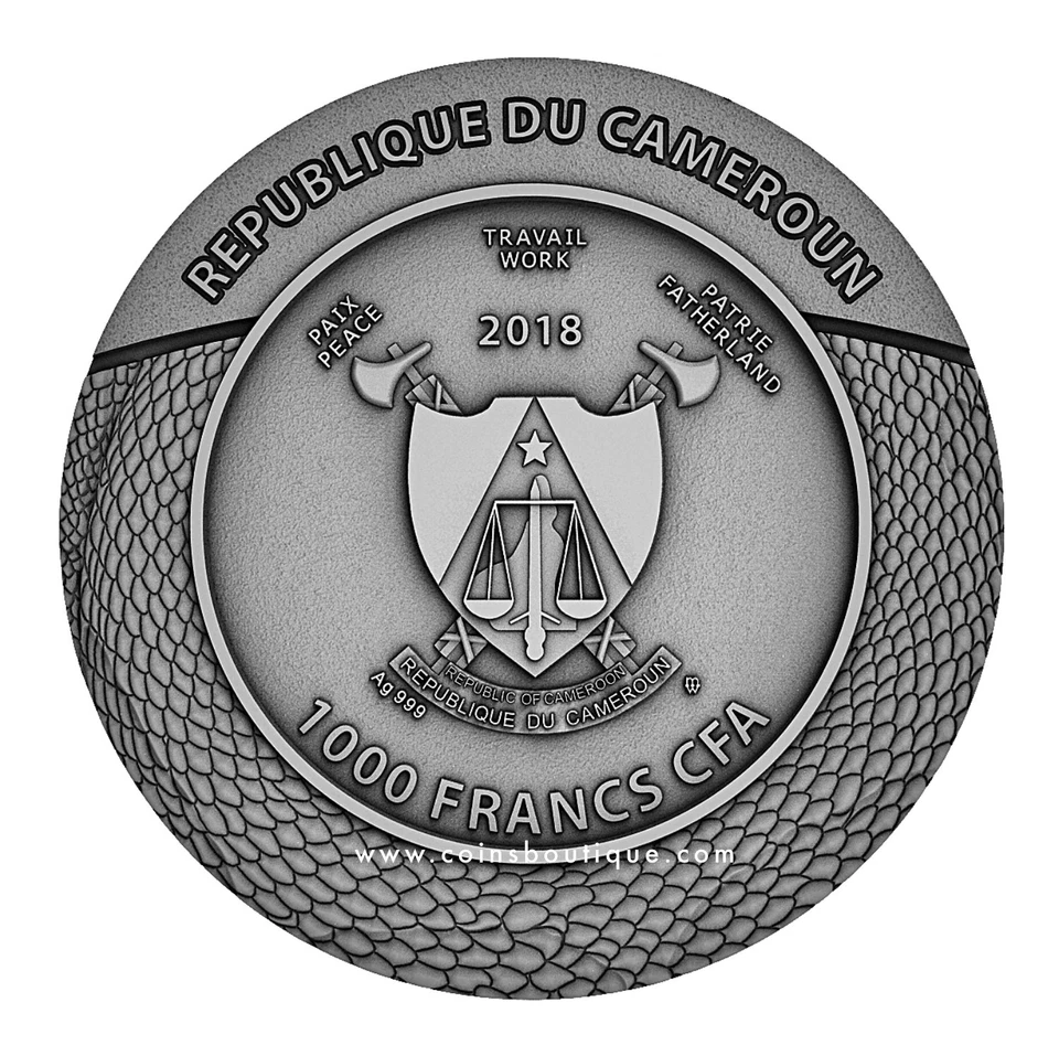 Clade mortis carved skull 1 oz ultra high relief silver coin Cameroon 2018 - Image 2 of 4