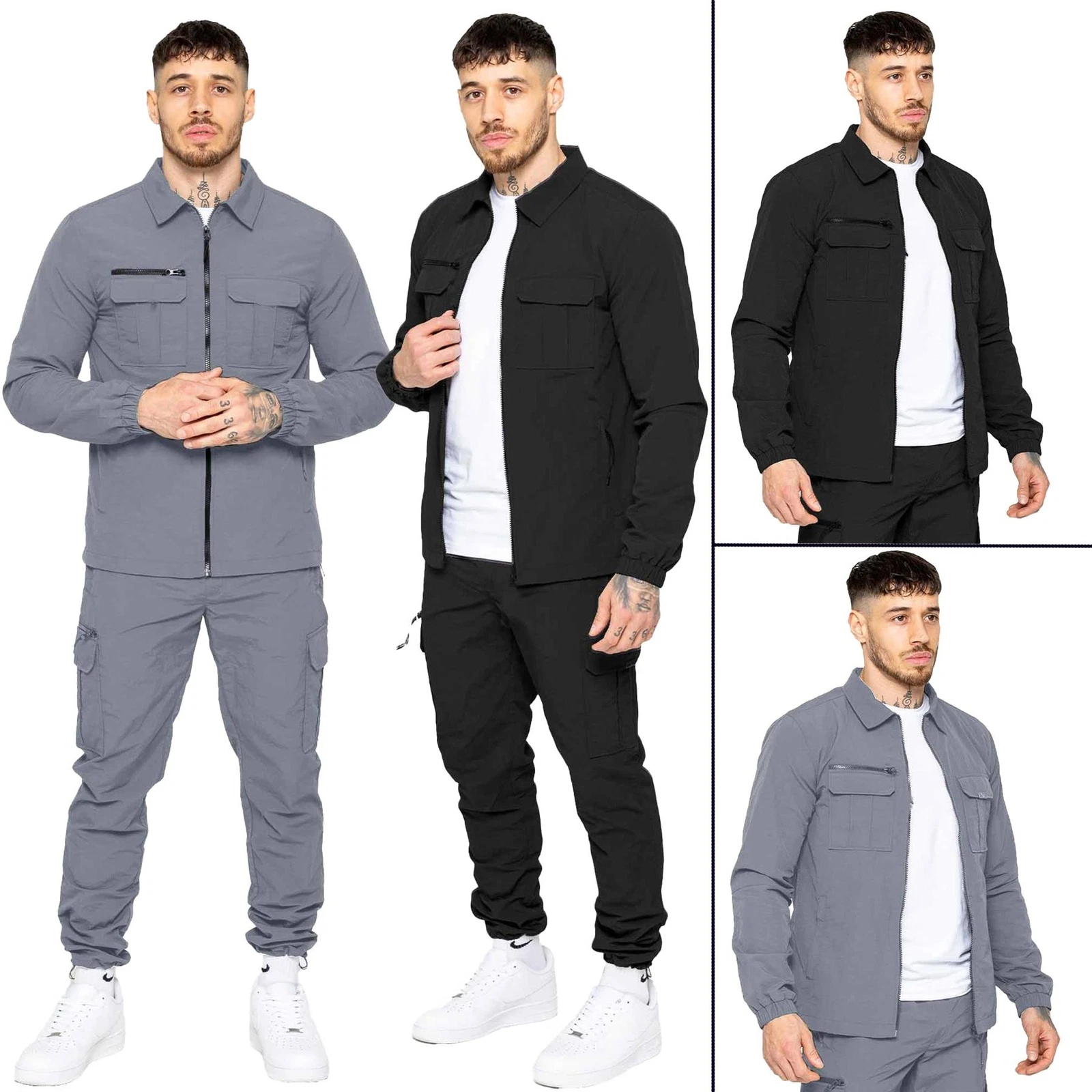 Enzo Cargo Jacket Mens Casual Waterproof Collared Zip Up Lightweight Overshirt
Opens in a new window