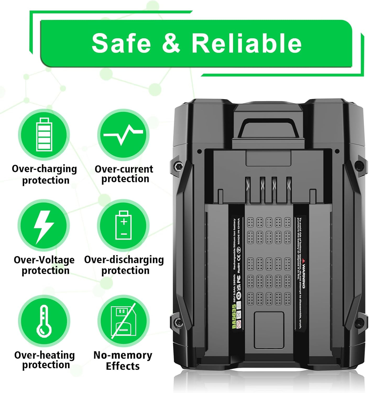 DSANKE 56V 3.5Ah Replacement for EGO 56V Battery BA1400 BA2800 BA2800T BA4200 BA