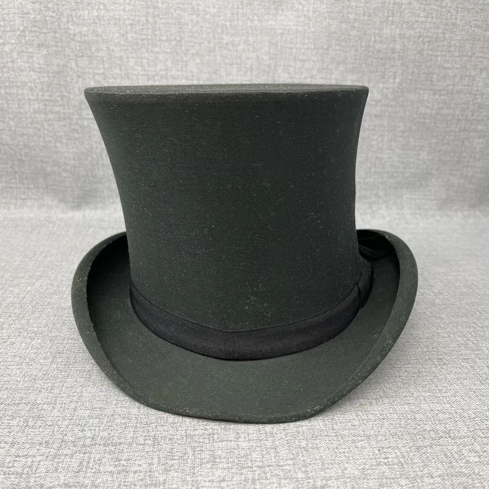 Ithaca NY Herbert G. Willson Antiguo Victoriano Sombrero Formal Negro Seda c1900 Foto 3 de 4
