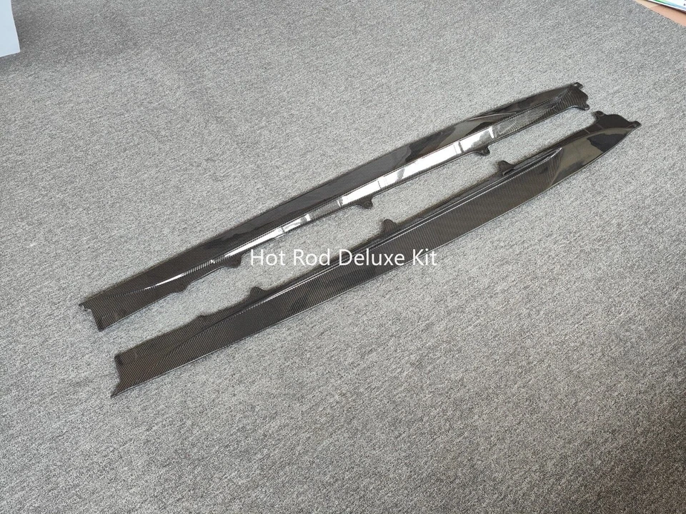 Faldas laterales de fibra de carbono real faldón lateral cubierta labial para Jaguar tipo F 2014-2024 Foto 2 de 4