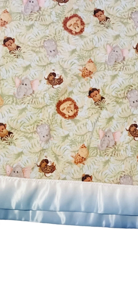 老式野生动物园动物婴儿毯长缎装饰 40×40 — 第 3/4 张图片