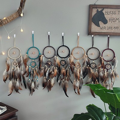 1Pc Indian Dream Catcher With Brown Feathers Wall Hanging Dream Catcher Bedr _cn