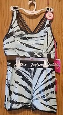 Justice Girls Dance Active Shorts  Reversible Top Blue/Black,Size 16/18
