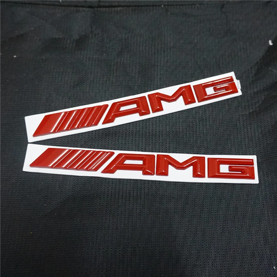 3x Rojo AMG Brillante Nuevo Metal Insignia Emblema Calcomanía Adhesiva BITURBO Vehículo Hatchback Foto 3 de 4