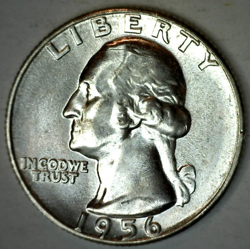 1956 BU Washington Quarter Uncirculated Twenty Five Cents Silver Coin