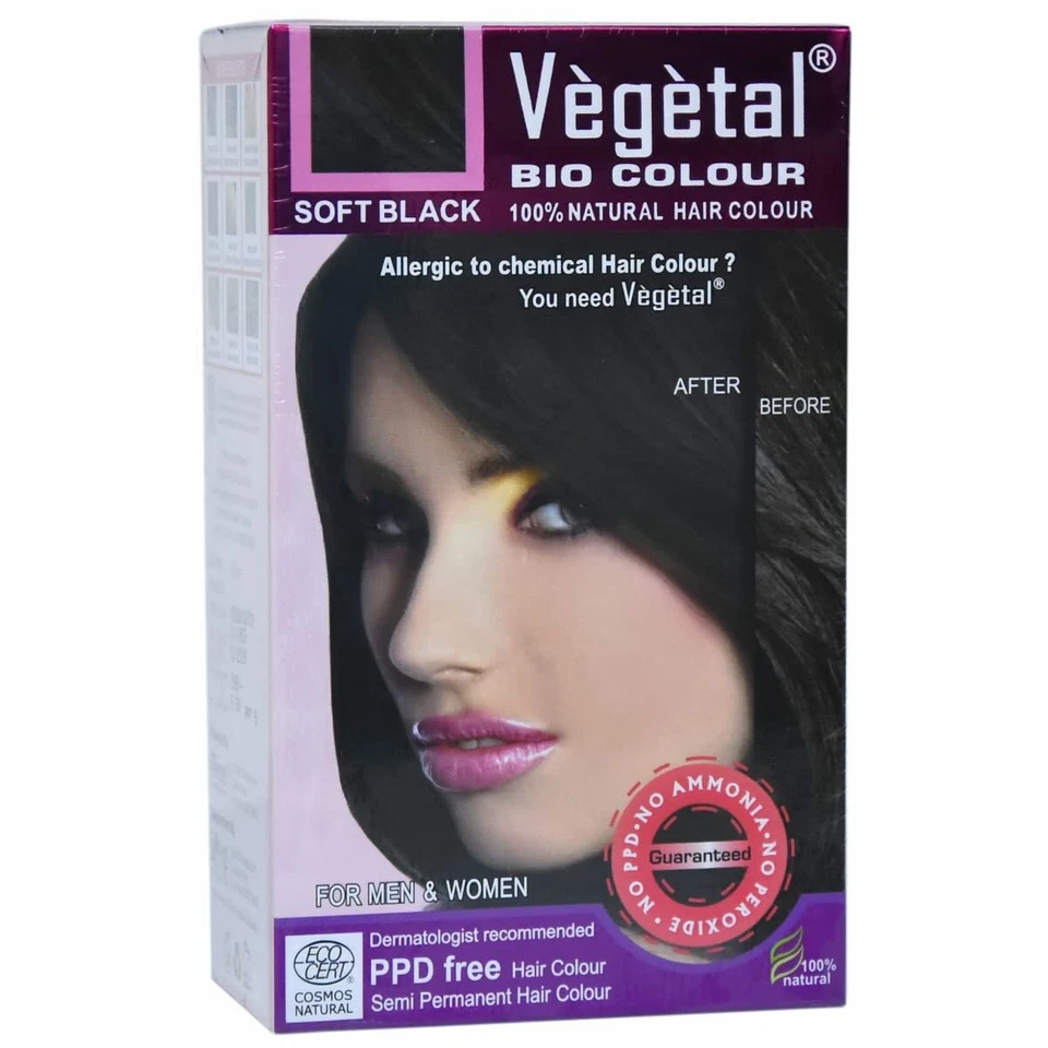 Vegetale Bio-Haarfarbe, Sanftes Schwarz Für Nährendes Haar 50g - Bild 2 von 4
