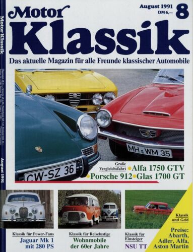 Motor Klassik 1991 8/91 Westfalia VW Bus Ford Transit NSU TT Glas GT 1750 Auto - Afbeelding 1 van 3
