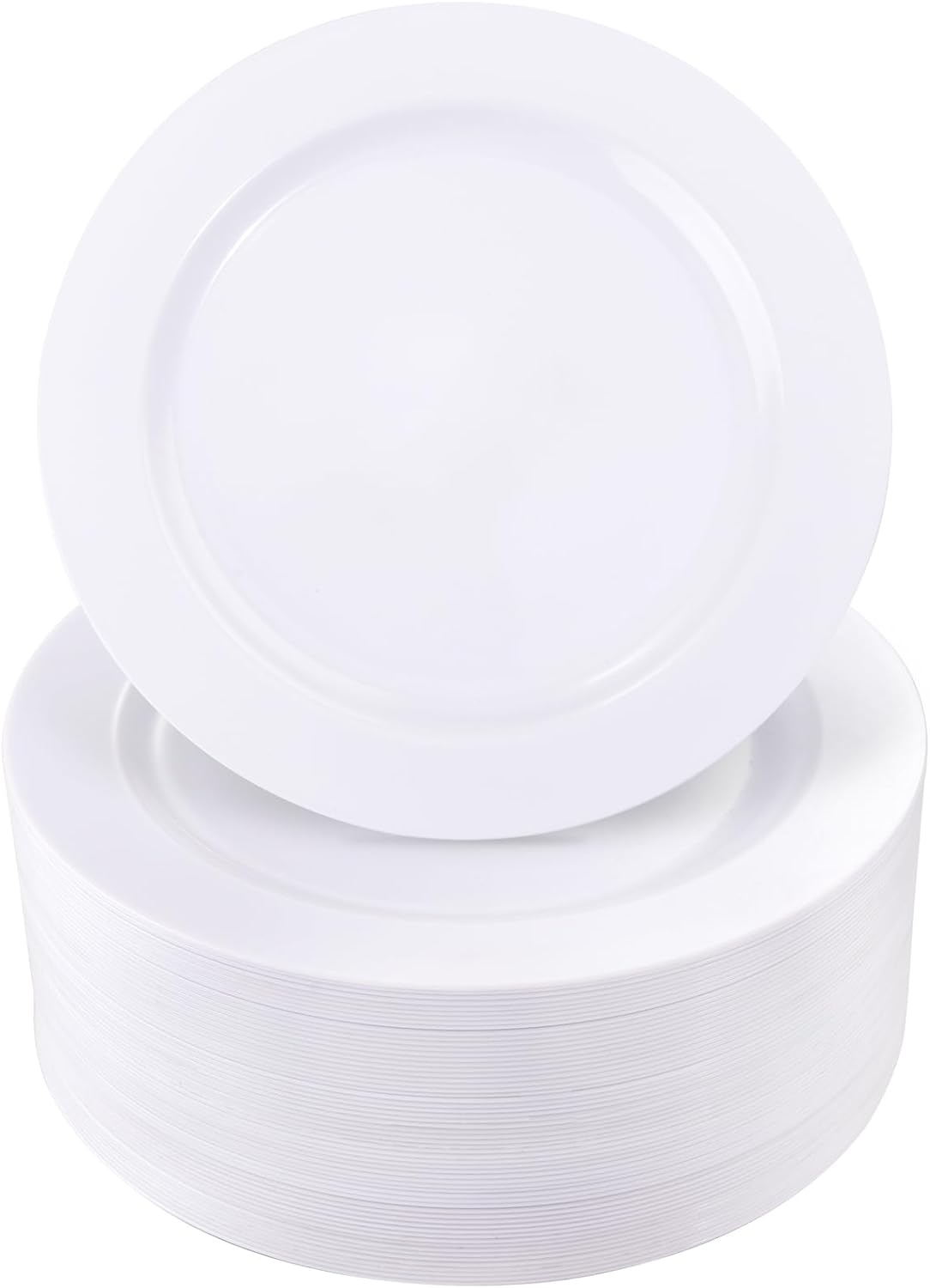50 Pcs White Plastic Dessert Plates, 7.5 Inch Disposable Salad Plates, Premium A
