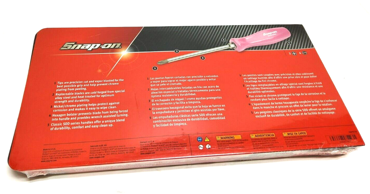 Snap-on Pearl Pink Hard Handled 7-piece Screwdriver Set SDDX70APP