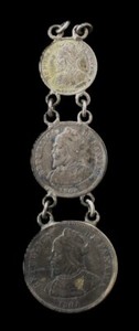 BELT HANGER/SWAG THREE (3) PANAMA SILVER 1904 BALBOA COINS - 22.3g SILVER