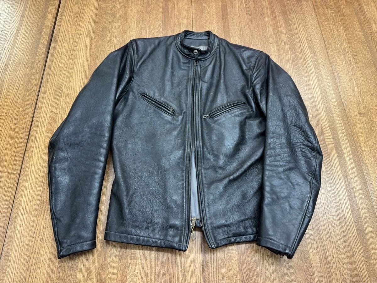 BATES 黒ライダースジャケット Mサイズ Vintage Black Leather Bates Motorcycle Jacket Size 36 M | eBay