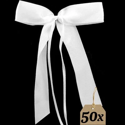 50 Antennenschleifen Weiß Auto Schleifen Schmuck Hochzeit Deko Brautwagen Ribbon