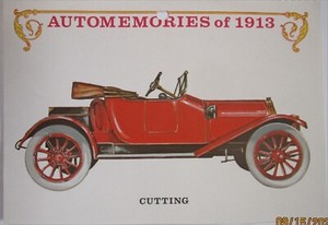 1913 Cutting Roadster car calendar print (orange, no top)