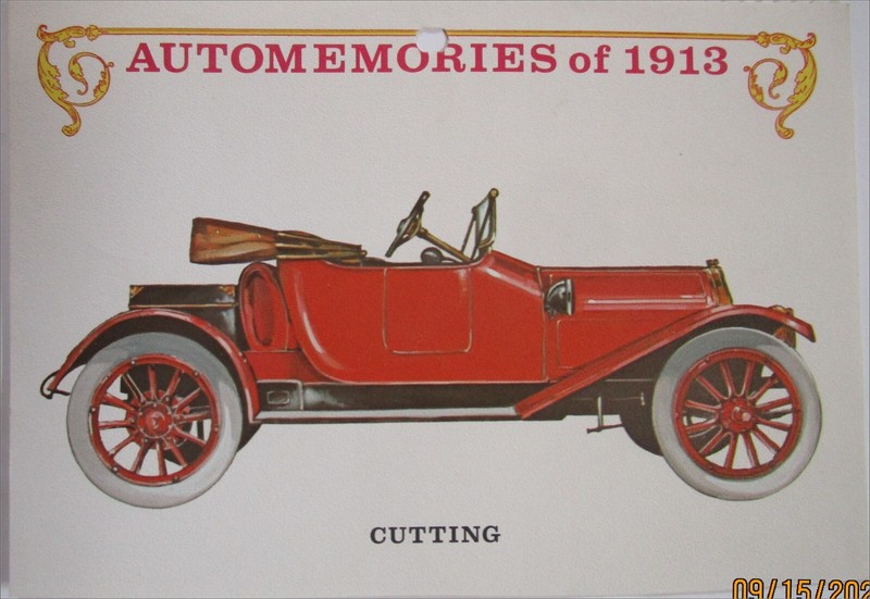 1913 Cutting Roadster car calendar print (orange, no top)