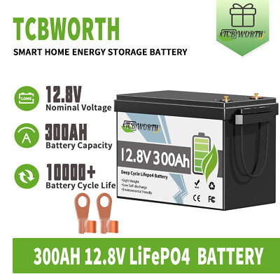 TCBWORTH 12V 300Ah LiFePO4 Lithium Battery 3840Wh Low-Temp For RV Home Off-Grid
