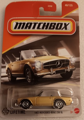 Matchbox 1963 Mercedes-Benz 230 SL – Metalflake Gold, 46/125, Modellauto 1:64