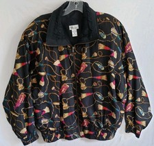 Vtg 90s Bocoo Silk Bomber Jacket Womens Sz Med Colorful Baroque Rainbow Pop Art