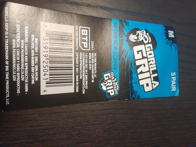 Gorilla Grip Never Slip Gloves, 5 Pairs