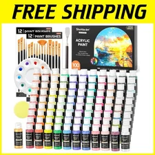 127 Acrylic Paint Set with Brushes & Palette