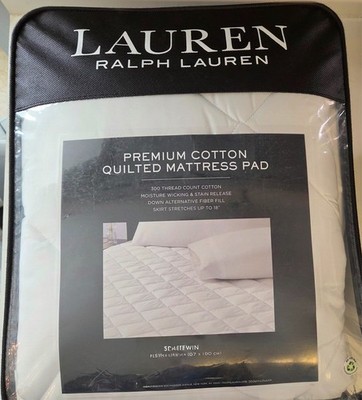 Lauren Ralph Lauren Quilted Twin Mattress Pad 300 TC Premium Cotton 38  X 75 