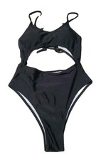 Women  s Black One Piece Swimsuit Size Medium Classic Solid Swimwear M