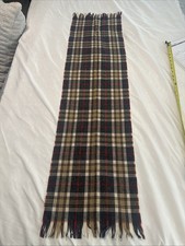 pendleton woolen mills vintage rectangle scarf black tan red plaid with fringe